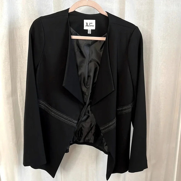 JULES & LEOPOLD Open Blazer Faux Leather Detail Lined, Size M - Picture 2 of 8